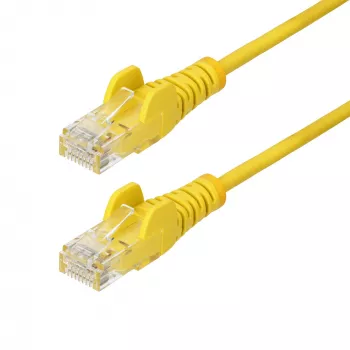 StarTech.com 1 m geltonas plonas CAT6 Ethernet kabelis, be užkabinimų, 100W PoE, UTP, LSZH, 28AWG gryna vario viela, plonas RJ45 tinklo laidinis kabelis su įtempimo mažinimo detalėmis, individualiai išbandytas