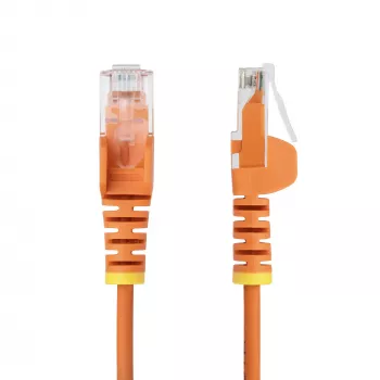 StarTech.com 3 m oranžinis plonas CAT6 Ethernet kabelis, apsaugotas nuo užkliuvimo, 100W PoE, UTP, LSZH, 28AWG gryna varinė viela, plonas RJ45 tinklo pataikymo laidas su įtempimo mažinimo elementais, individualiai išbandytas