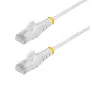StarTech.com 50 cm baltas plonas CAT6 Ethernet kabelis, be užkabinimų, 100 W PoE, UTP, LSZH, 28AWG gryna varinė viela, plonas RJ45 tinklo jungiamasis laidas su įtempimo mažinimo elementais, individualiai išbandytas