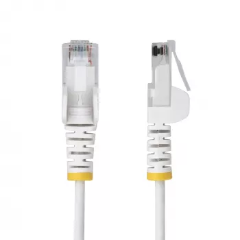 StarTech.com 50 cm baltas plonas CAT6 Ethernet kabelis, be užkabinimų, 100 W PoE, UTP, LSZH, 28AWG gryna varinė viela, plonas RJ45 tinklo jungiamasis laidas su įtempimo mažinimo elementais, individualiai išbandytas