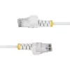 StarTech.com 50 cm baltas plonas CAT6 Ethernet kabelis, be užkabinimų, 100 W PoE, UTP, LSZH, 28AWG gryna varinė viela, plonas RJ45 tinklo jungiamasis laidas su įtempimo mažinimo elementais, individualiai išbandytas