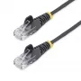 StarTech.com 7 m juodas plonas CAT6 eterneto kabelis, be užkabinimų, 100W PoE, UTP, LSZH, 28AWG gryna varinė viela, plonas RJ45 tinklo jungiamasis laidas su įtempimo mažinimo elementais, individualiai išbandytas