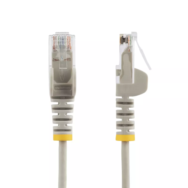 StarTech.com 7 m pilkas plonas CAT6 Ethernet kabelis, be užkablių, 100W PoE, UTP, LSZH, 28AWG gryna vario viela, plonas RJ45 tinklo jungiamasis laidas su įtempimo mažinimu, individualiai išbandytas