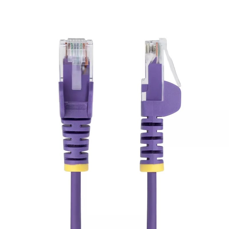 StarTech.com 10m purpurinis plonas CAT6 Ethernet kabelis, be užkliuvimų, 100W PoE, UTP, LSZH, 28AWG gryna varinė viela, plonas RJ45 tinklo laidinys su įtempimo mažinimo elementais, individualiai išbandytas