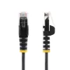 StarTech.com 15m juodas plonas CAT6 eterneto kabelis, be užkabinimų, 100W PoE, UTP, LSZH, 28AWG gryna vario viela, plonas RJ45 tinklo jungiamasis laidas su įtempimo mažinimo elementais, individualiai išbandytas