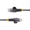 StarTech.com 15m juodas plonas CAT6 eterneto kabelis, be užkabinimų, 100W PoE, UTP, LSZH, 28AWG gryna vario viela, plonas RJ45 tinklo jungiamasis laidas su įtempimo mažinimo elementais, individualiai išbandytas