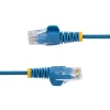 StarTech.com 15m mėlynas plonas CAT6 Ethernet kabelis, be užkliuvimo, 100W PoE, UTP, LSZH, 28AWG gryna vario viela, plonas RJ45 tinklo laidininkas su įtempimo mažinimu, individualiai išbandytas