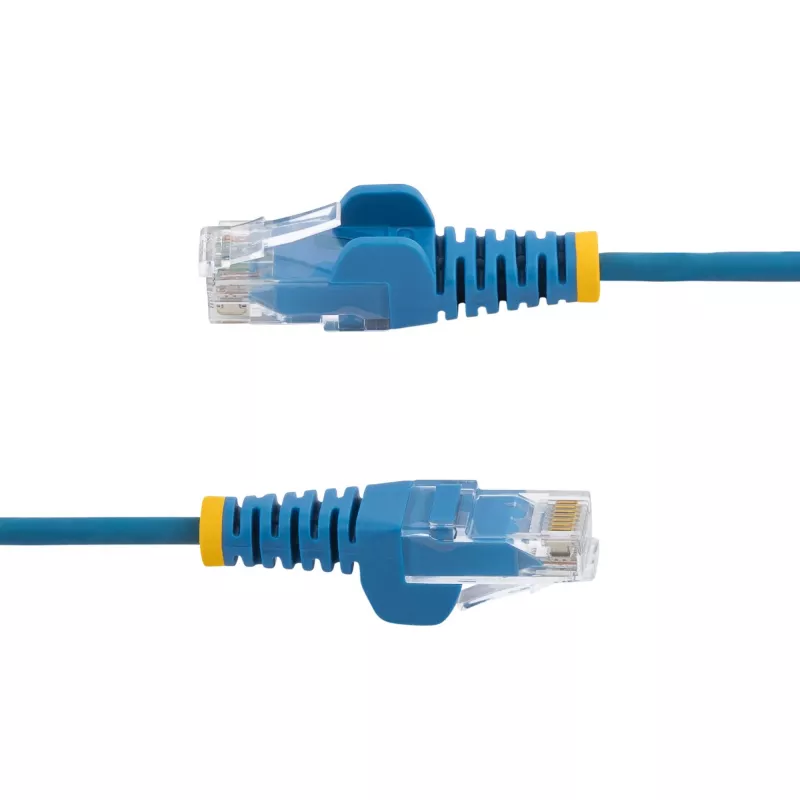 StarTech.com 15m mėlynas plonas CAT6 Ethernet kabelis, be užkliuvimo, 100W PoE, UTP, LSZH, 28AWG gryna vario viela, plonas RJ45 tinklo laidininkas su įtempimo mažinimu, individualiai išbandytas