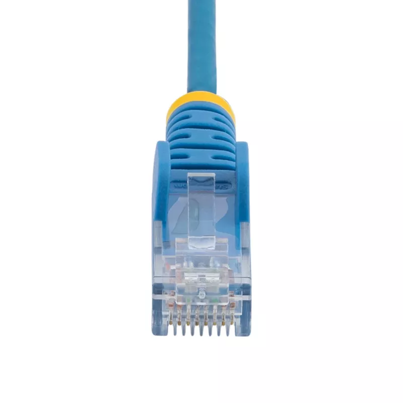 StarTech.com 15m mėlynas plonas CAT6 Ethernet kabelis, be užkliuvimo, 100W PoE, UTP, LSZH, 28AWG gryna vario viela, plonas RJ45 tinklo laidininkas su įtempimo mažinimu, individualiai išbandytas
