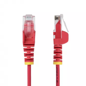 StarTech.com 15m raudonas plonas CAT6 Ethernet kabelis, be užkabinimų, 100W PoE, UTP, LSZH, 28AWG gryna varinė viela, plonas RJ45 tinklo jungiamasis laidas su įtempimo mažinimo elementais, individualiai išbandytas