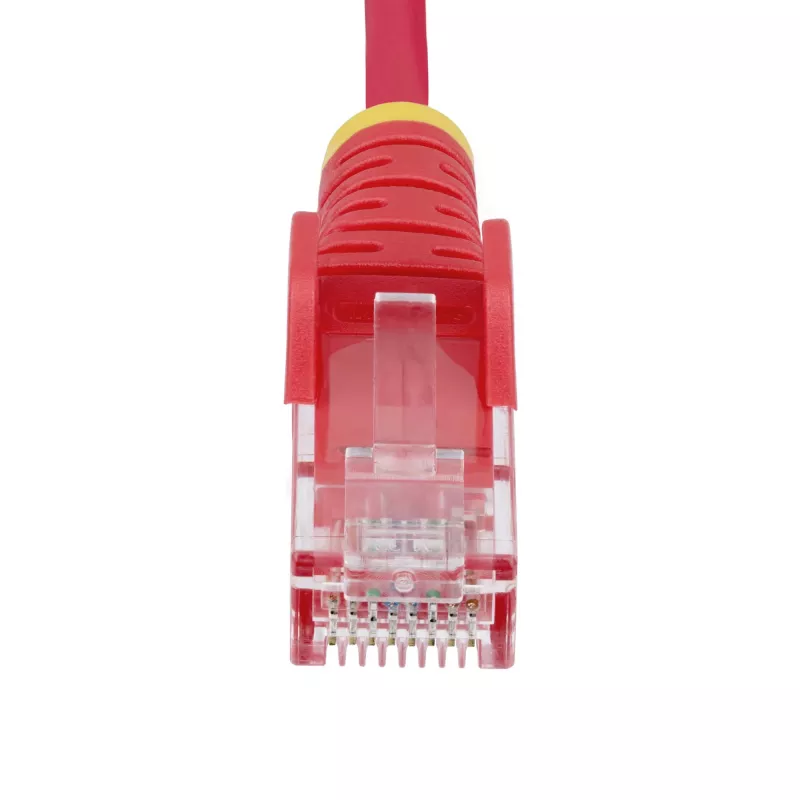 StarTech.com 15m raudonas plonas CAT6 Ethernet kabelis, be užkabinimų, 100W PoE, UTP, LSZH, 28AWG gryna varinė viela, plonas RJ45 tinklo jungiamasis laidas su įtempimo mažinimo elementais, individualiai išbandytas
