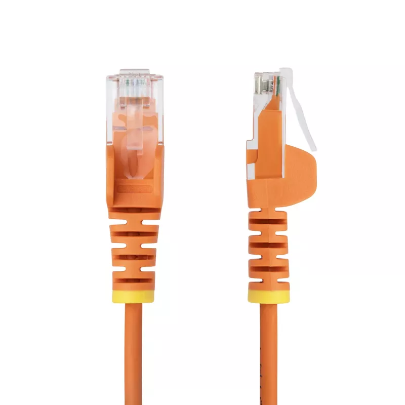 StarTech.com 15 m oranžinis plonas CAT6 Ethernet kabelis, be užkabliukų, 100W PoE, UTP, LSZH, 28AWG gryna varinė viela, plonas RJ45 tinklo jungiamasis laidas su įtempimo mažinimo elementais, individualiai išbandytas