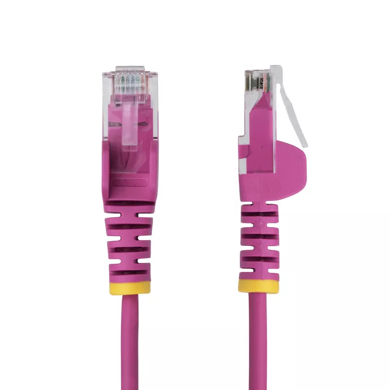 StarTech.com 7 m rožinis plonas CAT6 eterneto kabelis, be užkliuvimų, 100W PoE, UTP, LSZH, 28AWG gryna varinė viela, plonas RJ45 tinklo jungiamasis laidas su įtempimo mažinimo elementais, individualiai išbandytas