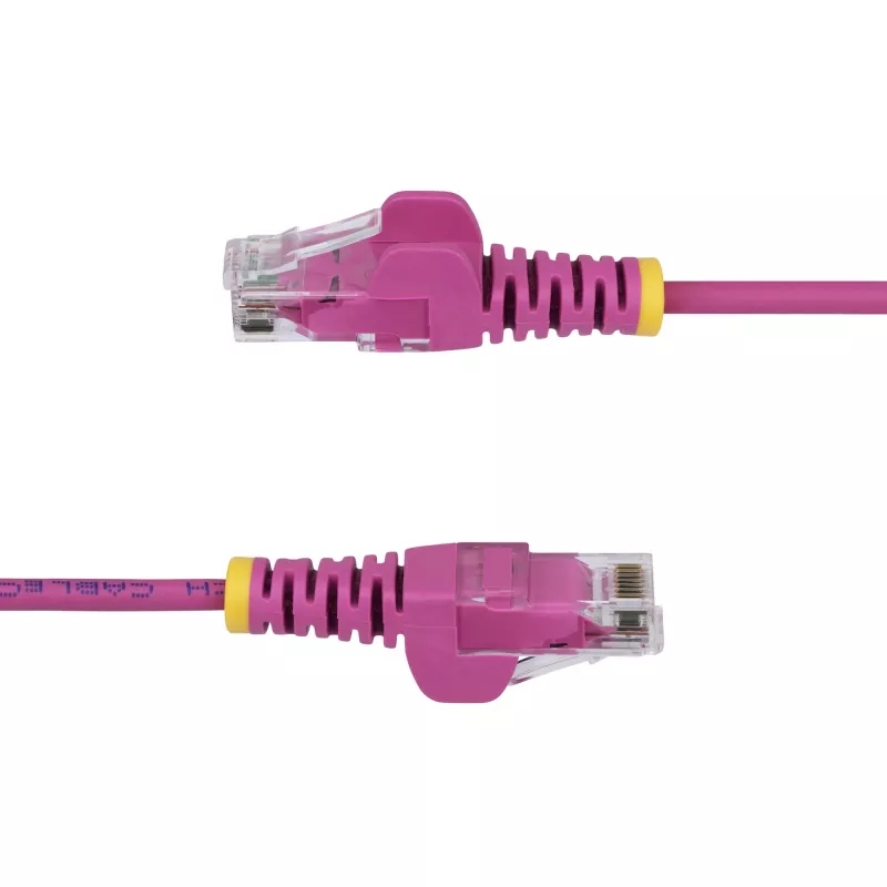 StarTech.com 7 m rožinis plonas CAT6 eterneto kabelis, be užkliuvimų, 100W PoE, UTP, LSZH, 28AWG gryna varinė viela, plonas RJ45 tinklo jungiamasis laidas su įtempimo mažinimo elementais, individualiai išbandytas