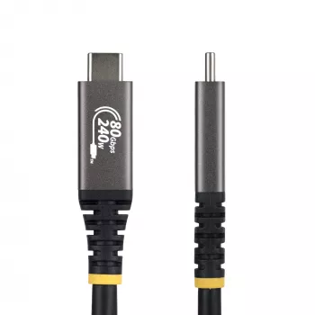 StarTech.com 50cm USB4 laidas, 80Gbps, USB-IF sertifikuotas USB-C, 240W PD, 8K 120Hz/4K 240Hz DP2.1 DP80, TPE apvalkalas, suderinamas su Thunderbolt 4 - juodas USB-C kabelis