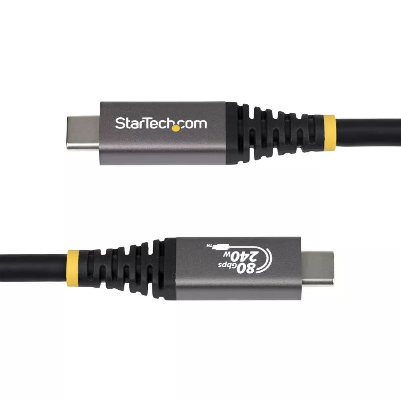 StarTech.com 1m USB4 laidas, 80Gbps, USB-IF sertifikuotas USB-C laidas, 240W PD, 8K 120Hz/4K 240Hz DP2.1 DP80, TPE apvalkalas, suderinamas su Thunderbolt 4 - juodas USB-C laidas