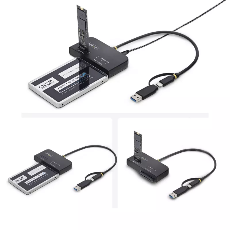 StarTech.com USB-C/USB-A prie M.2 NVMe ir 2,5 col./3,5 col. SATA adapteris, 10Gbps, be įrankių, išorinis SSD/HDD skaitytuvas, B+M/M-Key