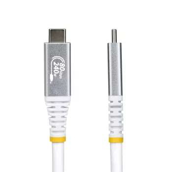 StarTech.com 1,5 m USB4 laidas, 80 Gbps, USB-IF sertifikuotas USB-C laidas, 240 W PD, 8K 120 Hz / 4K 240 Hz DP2.1 DP80, TPE apvalkalas, suderinamas su Thunderbolt 4 - baltas USB-C laidas