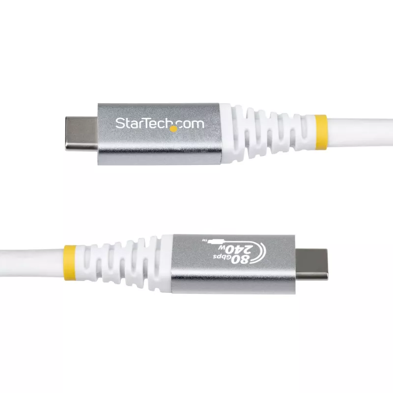 StarTech.com USB4 kabelis 1m, 80Gbps, USB-IF sertifikuotas USB-C, 240W PD, 8K 120Hz/4K 240Hz DP2.1, TPE apvalkalas, suderinamas su Thunderbolt 4 - baltas