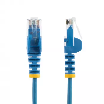 StarTech.com 25 cm mėlynas plonas CAT6 Ethernet kabelis, be užkablių, 100W PoE, UTP, LSZH, 28AWG gryna vario viela, plonas RJ45 tinklo jungiamasis laidas su įtempimo mažinimo elementais, individualiai išbandytas