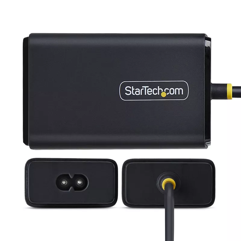 StarTech.com 65W USB-C nešiojamojo kompiuterio įkroviklis, 1,5 m integruotas USB-C kabelis, maitinimo adapteris, tinkamas Dell, XPS, HP ProBook, MacBook Pro, Microsoft Surface Pro