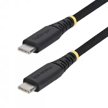 StarTech.com USB-C įkrovimo laidas 1m (3ft), 60W (3A) PD, dviejų sluoksnių pintas nailono/TPE apvalkalas, tvirtas USB-C įkrovimo laidas, USB 2.0 nešiojamojo kompiuterio įkroviklio laidas