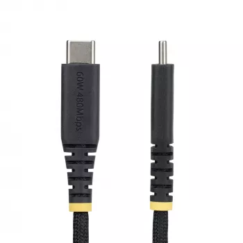 StarTech.com USB-C įkrovimo laidas 1m (3ft), 60W (3A) PD, dviejų sluoksnių pintas nailono/TPE apvalkalas, tvirtas USB-C įkrovimo laidas, USB 2.0 nešiojamojo kompiuterio įkroviklio laidas