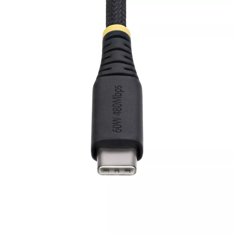 StarTech.com 2m (6ft) USB-C įkrovimo laidas, 60W (3A) PD, dviejų sluoksnių pintas nailono/TPE apvalkalas, tvirtas USB C įkrovimo laidas, USB 2.0 nešiojamojo kompiuterio įkroviklio laidas