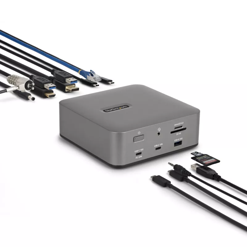 StarTech.com Thunderbolt 5 dokų stotelė, DP / HDMI, trijų monitorių dokas iki 4K 144Hz arba dviejų 8K 60Hz, 5x USB prievadai, 140W nešiojamojo kompiuterio įkrovimas
