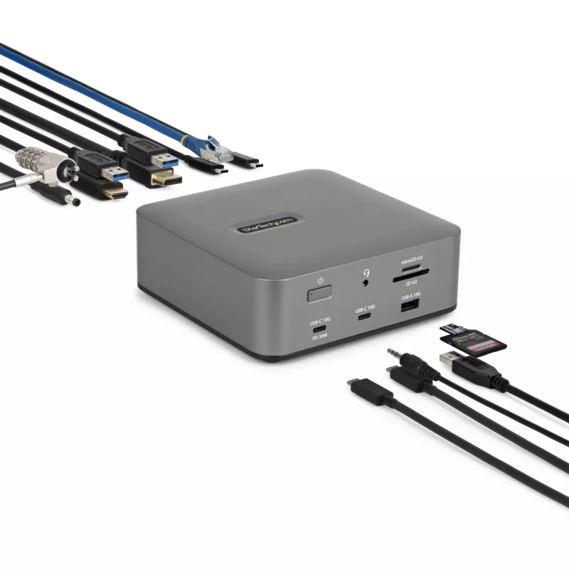 StarTech.com Thunderbolt 5 dokų stotelė, DP / HDMI, trijų monitorių dokas iki 4K 144Hz arba dviejų 8K 60Hz, 5x USB prievadai, 140W nešiojamojo kompiuterio įkrovimas