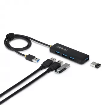 StarTech.com 4 prievadų USB-A šakotuvas, 5 Gb/s, maitinamas iš USB, USB-A į 4x USB-A mini šakotuvas, 61 cm laidas, PCR plastikas, nešiojamas