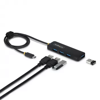 StarTech.com 4 prievadų USB-C šakotuvas, 5Gbps, maitinamas per USB-C, USB-C į 4x USB-A mini šakotuvas, ilgas 61 cm laidas, PCR plastikas, nešiojamas staliniam / nešiojamam kompiuteriui