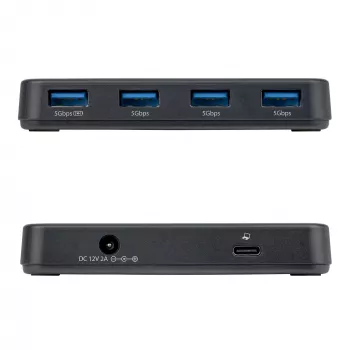 StarTech.com 4 prievadų USB-A šakotuvas, 5Gbps, su maitinimu, 2-in-1 USB-C ir USB-A laidas, 1x BC 1.2 įkrovimo prievadas, 24W maitinimo adapteris, skirtas MacBook ir Windows