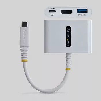 StarTech.com USB-C į HDMI kelių prievadų adapteris su 140W PD įkrovimu, 4K 60Hz HDMI, USB 5Gbps šakotuvas, mini dokas, skirtas MacBook / Dell / ThinkPad / HP / iPad / planšetėms