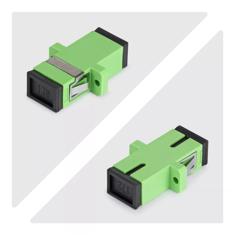SC į SC jungtis 10 vnt., OS2 vienmodė SC šviesolaidinė jungtis su flanšu, SC/APC simpleksinis adapteris