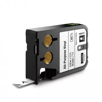 DYMO XTL universalios vinilo etiketės | 12 mm x 7 m | juoda ant baltos