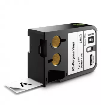 DYMO XTL Universalvinilo etiketės | 24 mm x 7 m | Juoda ant baltos