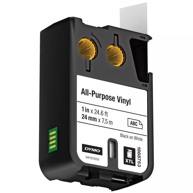DYMO XTL Universalvinilo etiketės | 24 mm x 7 m | Juoda ant baltos