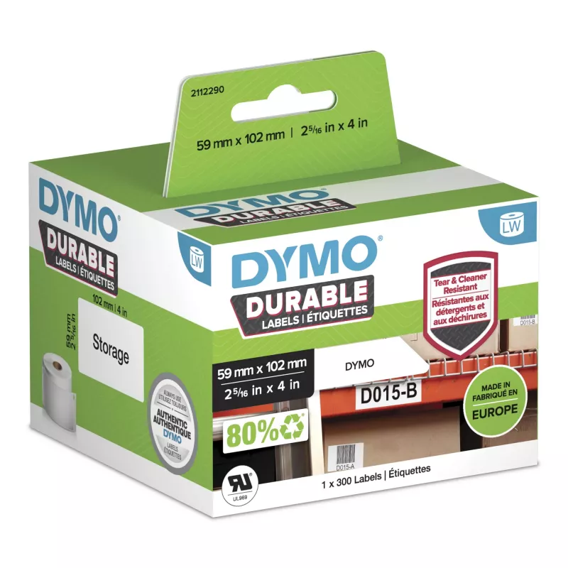 DYMO LabelWriter Durable Etiketės 59mm x 102mm Baltas Polipropilenas 300 vnt.
