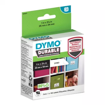 DYMO Original LabelWriter Durable lipdukai | 25mm x 54mm | baltas poliesteris | 160 lipnių etikečių | didelio našumo | skirti LabelWriter etikečių spausdintuvams