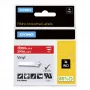 DYMO Rhino pramoninės vinilinės etiketės | 19 mm x 5,5 m | Baltas spaudinys ant raudono | Lipnios | Skirtos Rhino ir LabelManager etikečių spausdintuvams