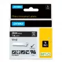 DYMO Rhino pramoninės vinilinės etiketės | 24 mm x 5,5 m | Baltas šriftas ant juodo | Lipnios | Skirtos LabelManager ir Rhino etikečių spausdintuvams