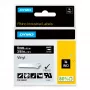 DYMO Rhino pramoninės vinilo etiketės | 9 mm x 5,5 m | Baltas spausdinimas ant juodo | Lipnios | Skirtos LabelManager ir Rhino etikečių spausdintuvams