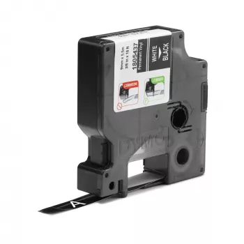 DYMO Rhino pramoninės vinilo etiketės | 9 mm x 5,5 m | Baltas spausdinimas ant juodo | Lipnios | Skirtos LabelManager ir Rhino etikečių spausdintuvams