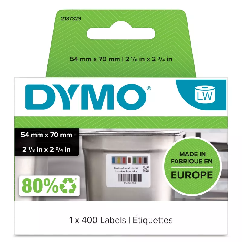 DYMO Originalios etiketės maisto pramonei Stock Rotation | 54mm x 70mm | 400 spalvotų lipnių etikečių | LabelWriter spausdintuvams