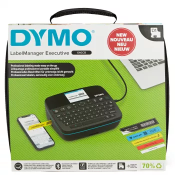 DYMO LabelManager Executive 640 CB nešiojamas etikečių spausdintuvas su dėklu ir 3 kasetėmis | Kompaktiškas QWERTY etikečių spausdintuvas | Bluetooth ir USB jungtys | Suderinamas su D1 etiketėmis