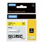 DYMO Rhino pramoninės vinilinės etiketės | 19 mm x 5,5 m | Juodas spaudinys ant geltonos | Lipnios | Skirtos Rhino ir LabelManager etikečių spausdintuvams