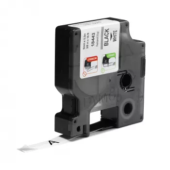 DYMO Rhino pramoninės vinilinės etiketės | 9 mm x 5.5 m | juodas spausdinimas ant balto | lipnios | skirta Rhino ir LabelManager etikečių spausdintuvams