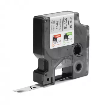 DYMO Rhino Industrial nuolatinės poliesterio etiketės | 12mm x 5,5m | juodas spausdinimas ant metalinio | skirta Rhino ir LabelManager etikečių spausdintuvams
