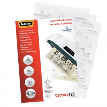 Fellowes ImageLast A4 laminavimo maišeliai 125 mikronų - 25 vnt., blizgūs, skaidrūs